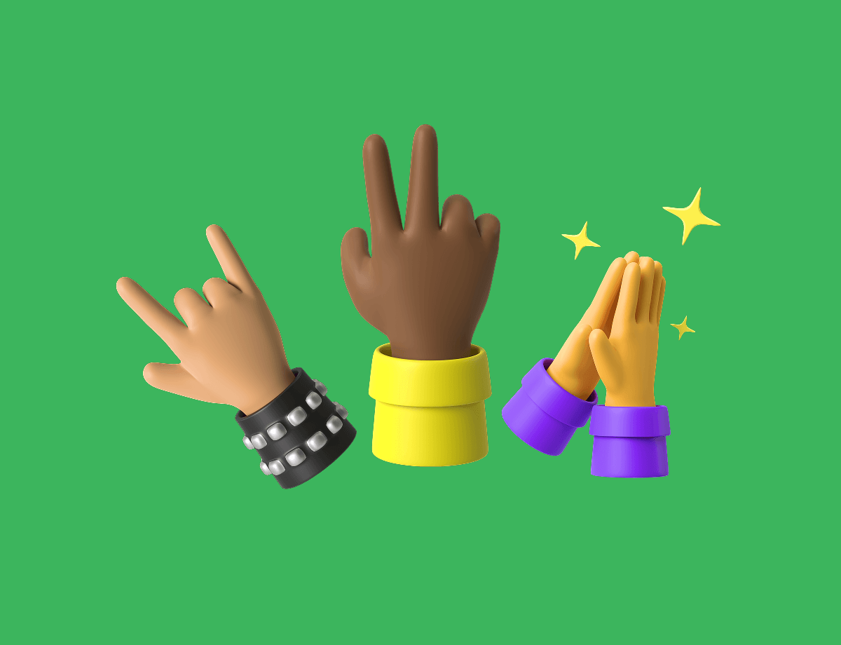 free hand gestures 3d illustrations