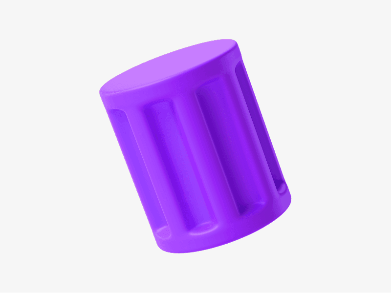 Purple abstract ribbed cylinder shape