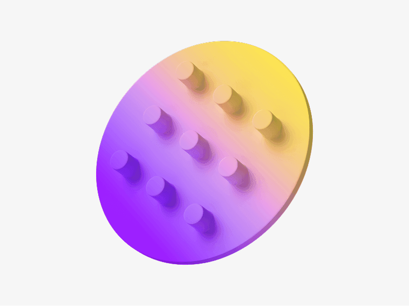 Abstract 3D disc with purple and yellow gradient colors