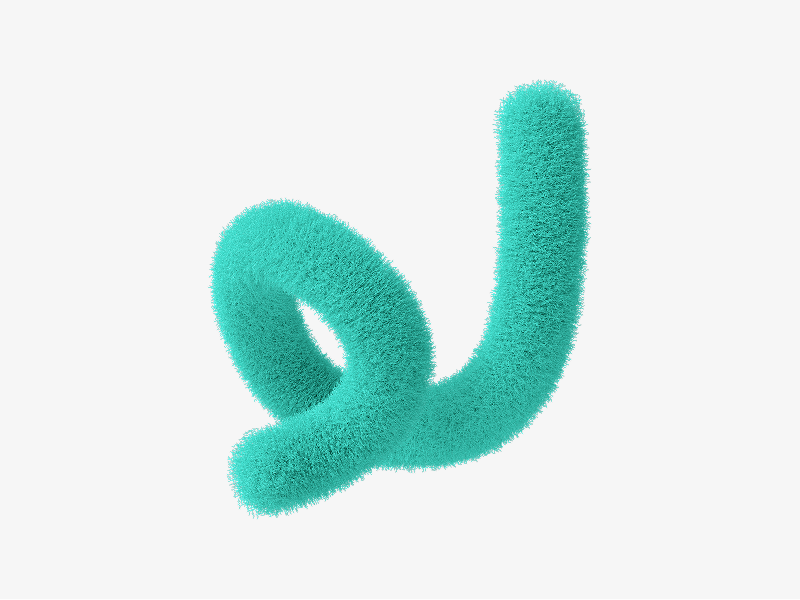 Mint fuzzy abstract 3D loop shape