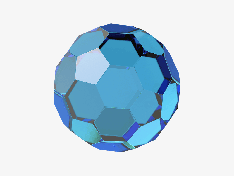 Blue abstract 3D sphere with geometric surface