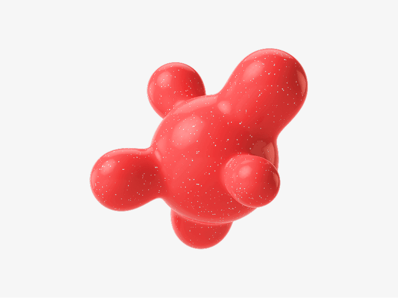 Red abstract 3D form made of connected rounded shapes