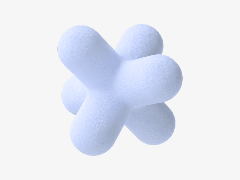 Light Blue abstract 3D form made of smooth rounded elements