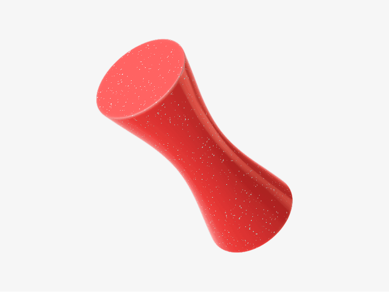 Red abstract 3D shape with a speckled surface