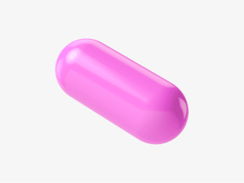 Pink abstract 3D capsule-shaped form