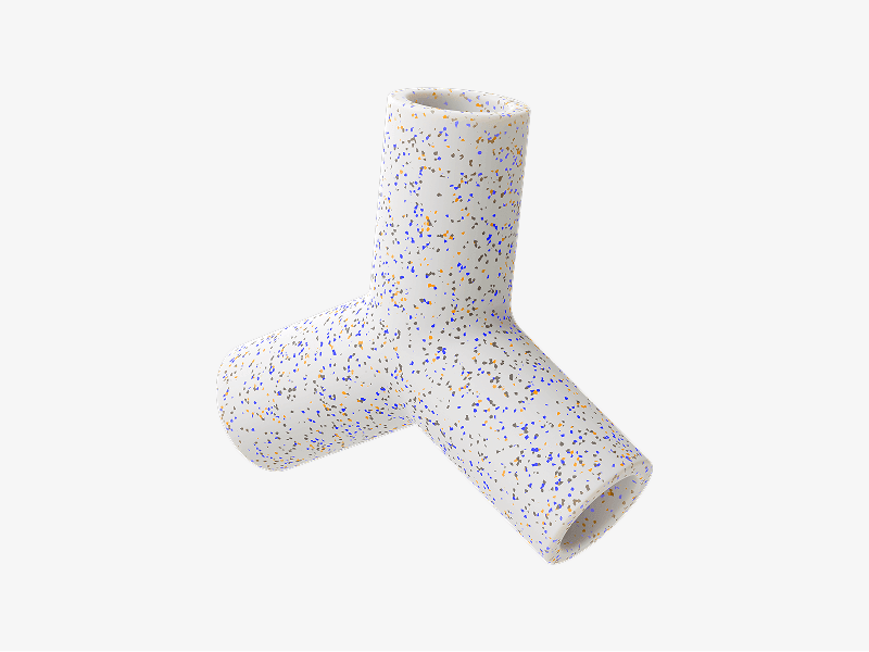 White abstract 3D organic form with speckled surface