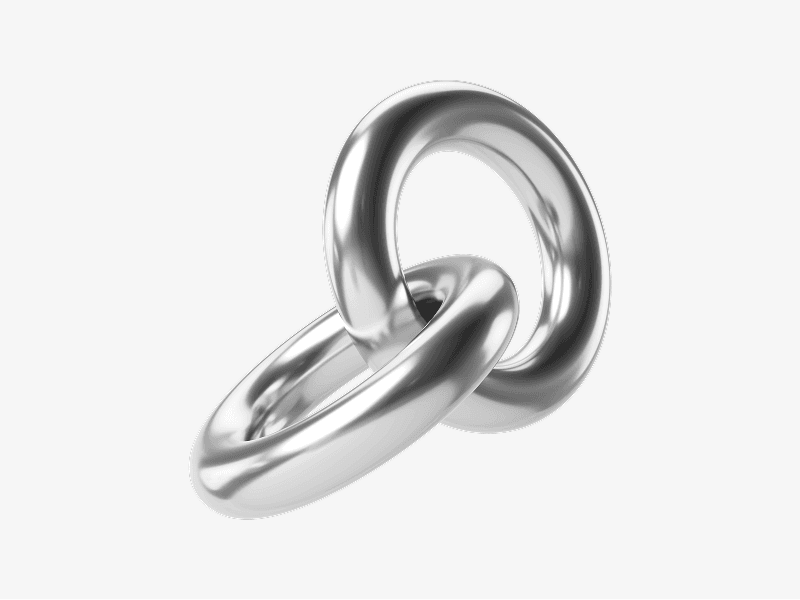 Silver metallic abstract 3D linked rings