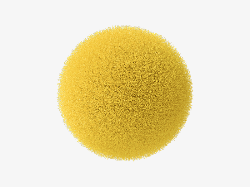 Yellow abstract 3D sphere with fuzzy texture