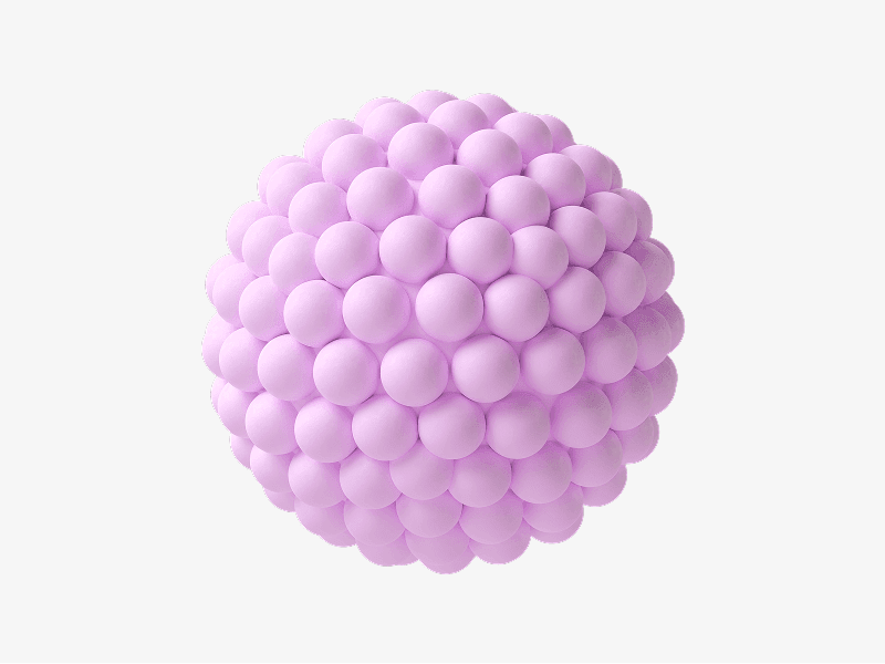 Pink abstract 3D sphere made of small rounded bubbles