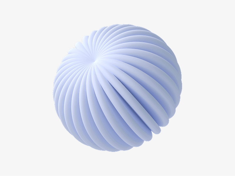 Light blue abstract 3D sphere with spiral grooves