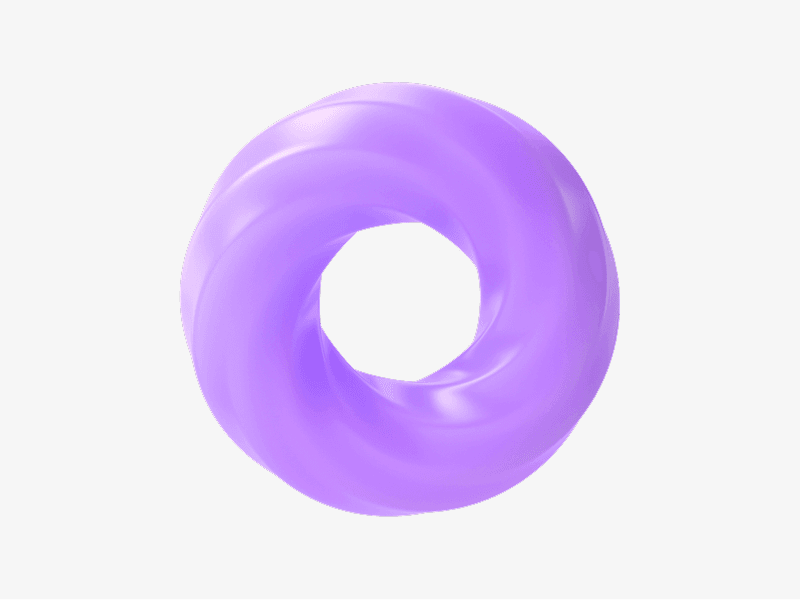 Purple abstract 3D donut-shaped form with smooth surface