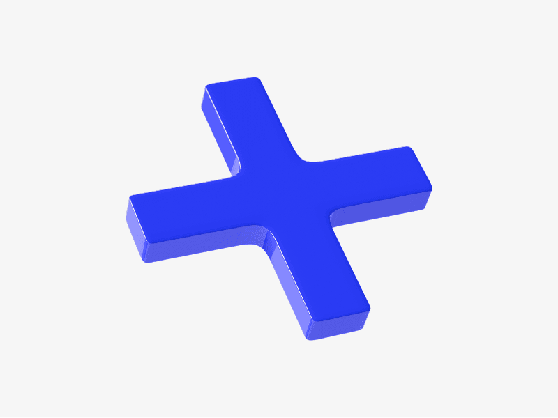 Blue abstract plus-shaped 3D form