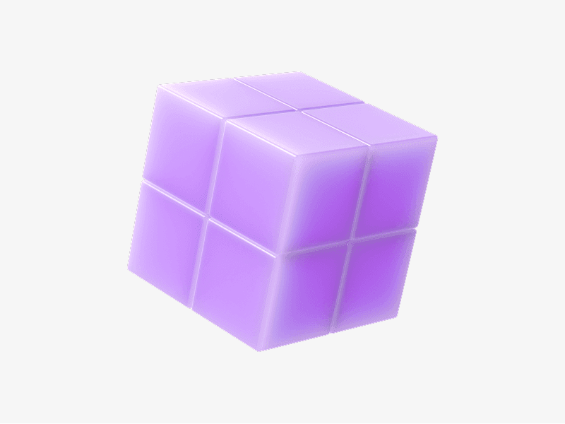 Purple abstract 3D cube covered with tiled segments