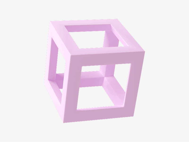 Light pink abstract open frame 3D cube
