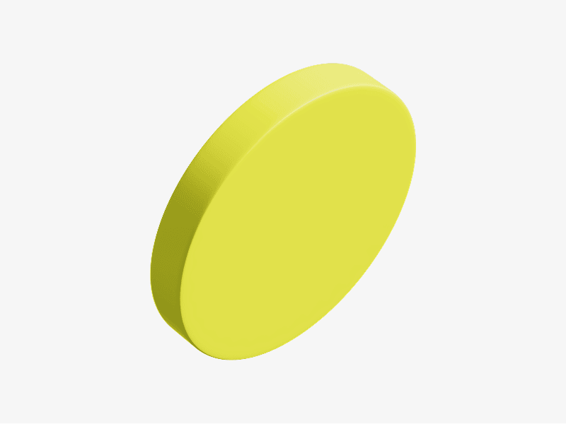 Bright yellow abstract 3D disc with smooth flat surface