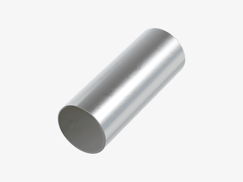 Metallic silver abstract 3D cylinder with smooth surface