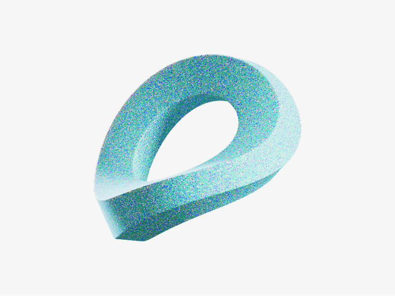 Abstract 3D loop shape in light blue color with fine grainy texture