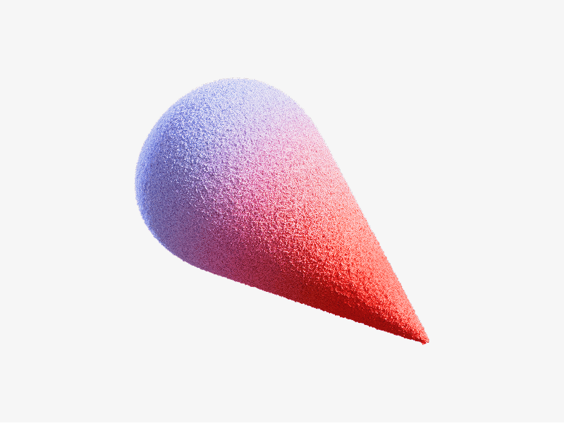 Abstract 3D cone shape with a soft red to purple gradient