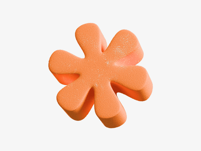 Soft orange abstract 3D shape resembling a rounded flower
