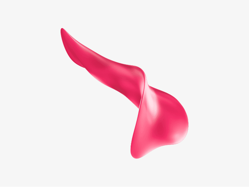 Flowing abstract 3D ribbon shape in soft pink color