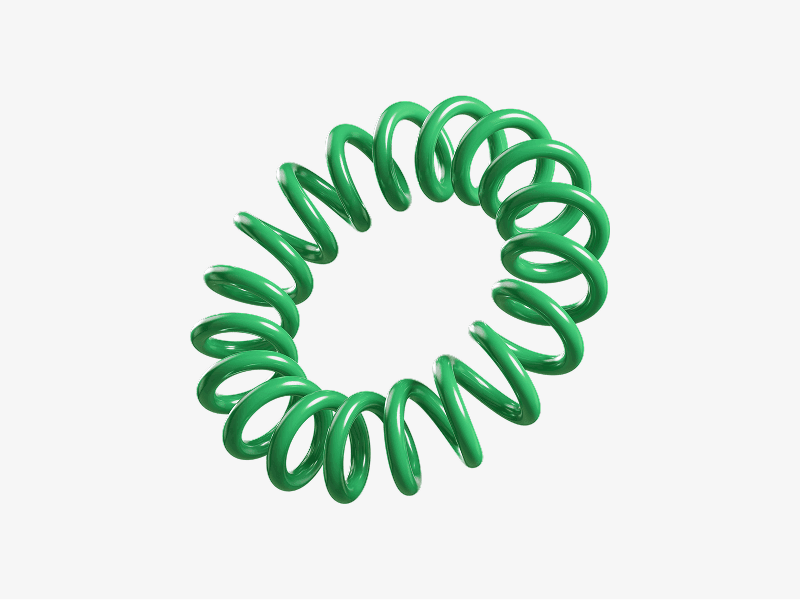 Abstract 3D spiral ring shape in green color