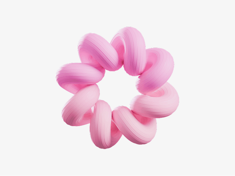 Soft pink abstract 3D ring made of rounded connected segments