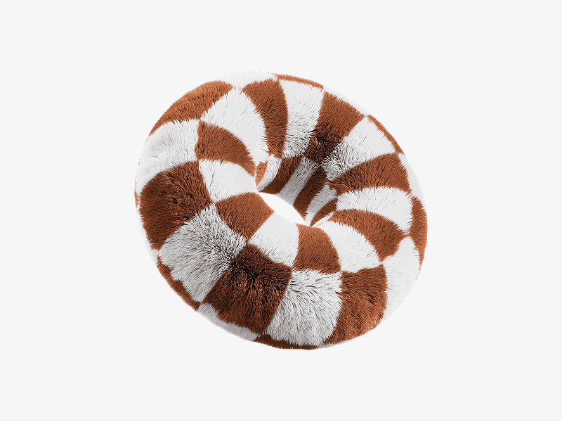Brown and white abstract 3D ring with a fuzzy soft texture