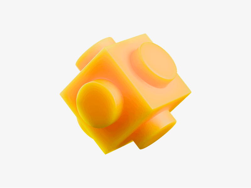 Yellow abstract 3D cube with rounded details