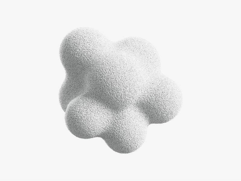 White abstract 3D blob with a soft organic form and grainy texture