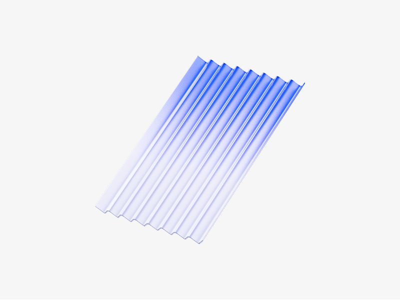 Abstract 3D ribbed panel with a blue to white vertical gradient