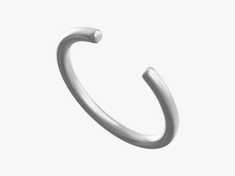 Metallic silver abstract 3D open ring with smooth surface