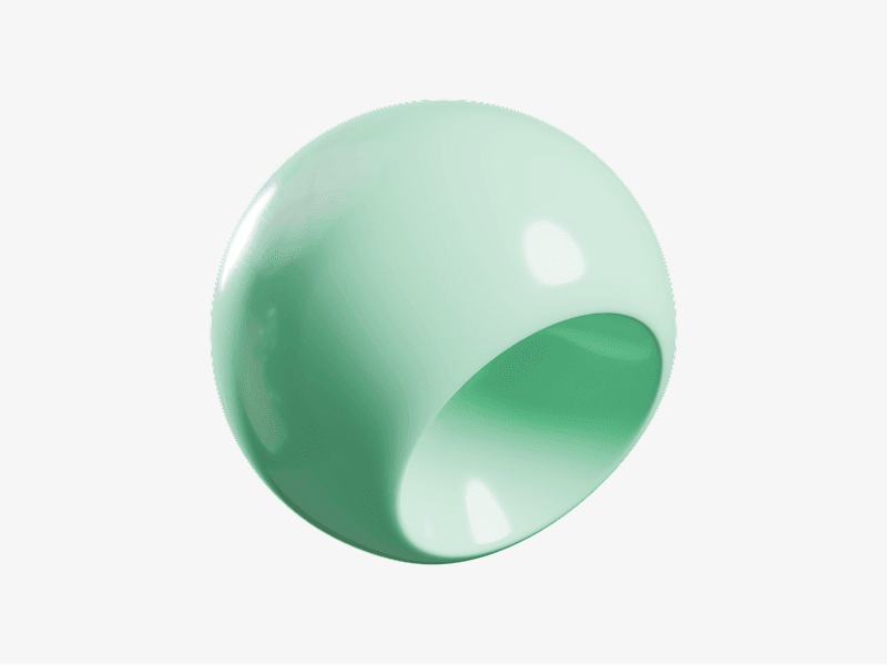 Mint green abstract 3D hollow shape with smooth rounded surface
