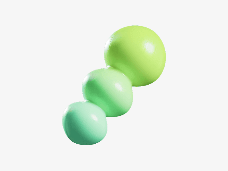 Green abstract 3D shape made of three connected rounded balls