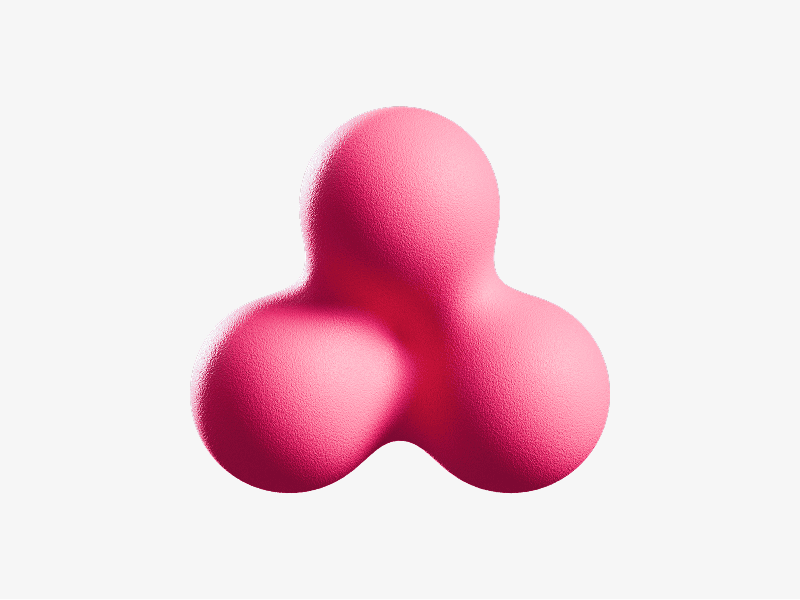 Pink abstract 3D organic shape with smooth rounded form