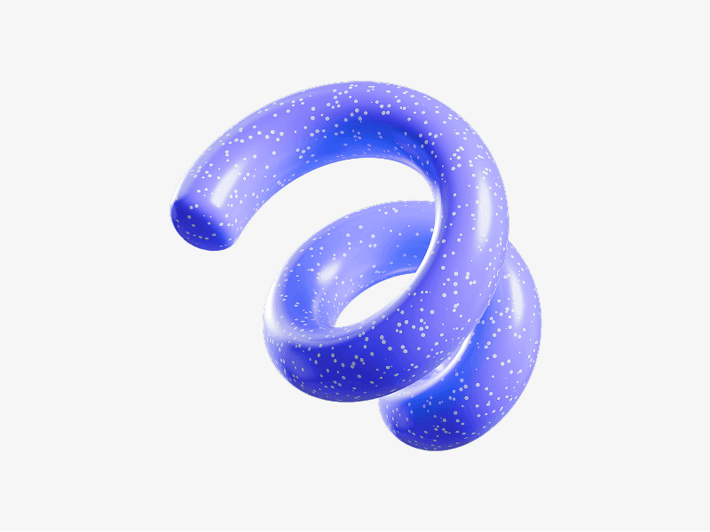 Purple abstract 3D spiral with a smooth surface and white speckled dots