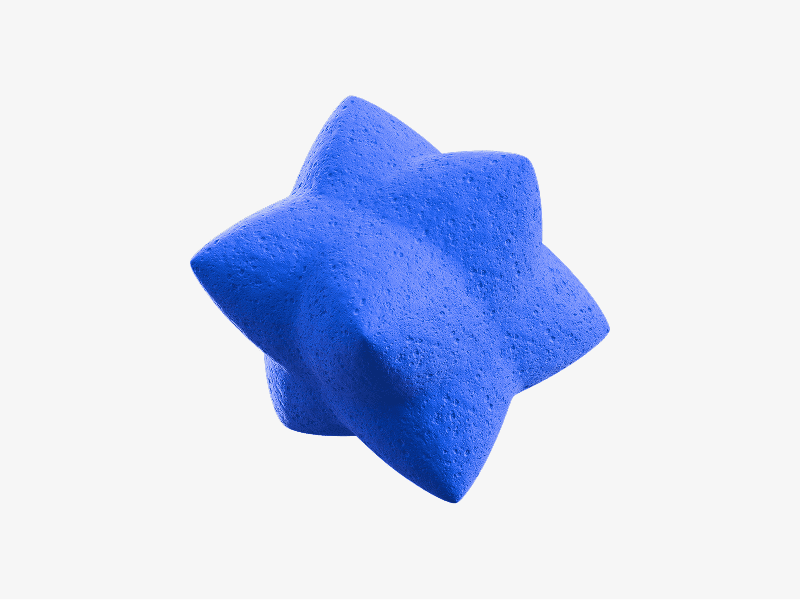 Blue abstract 3D star shape with soft rounded edges