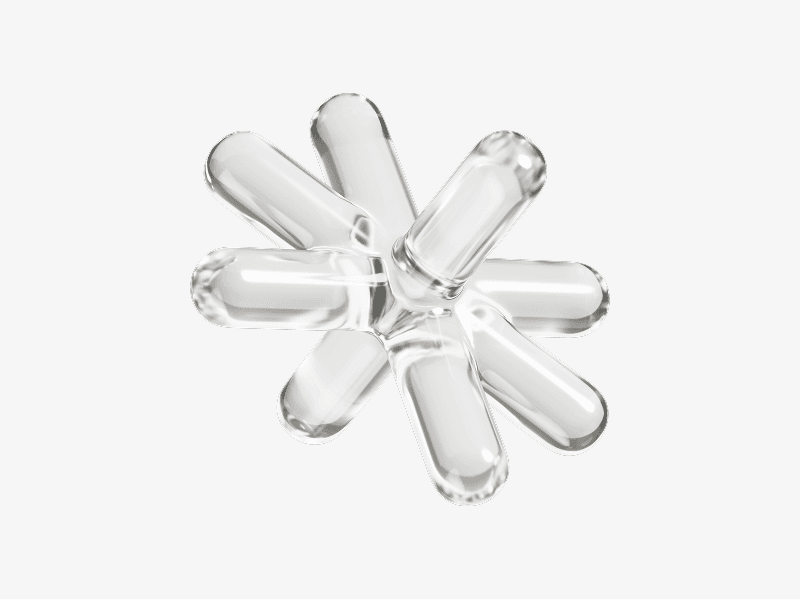 Transparent glass-like abstract 3D flower shape