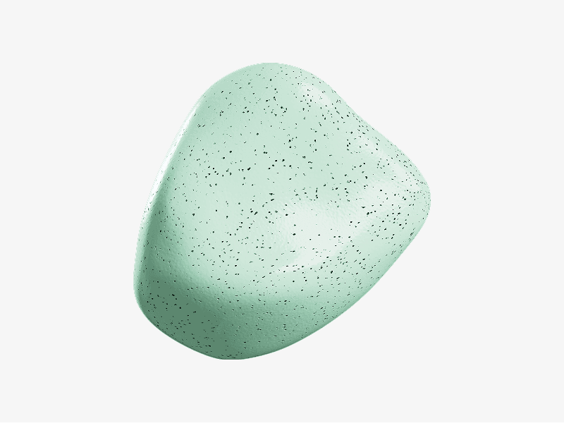 Mint colored abstract 3D stone shape with an organic uneven form