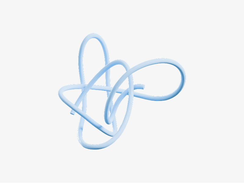 Light blue abstract 3D knot made of smooth looping lines