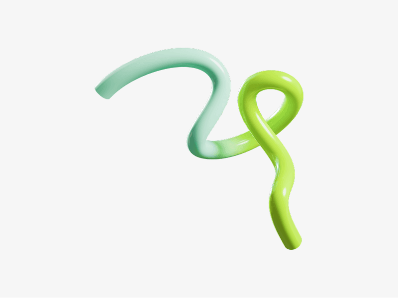 Light green abstract 3D tube with a smooth gradient and curved shape