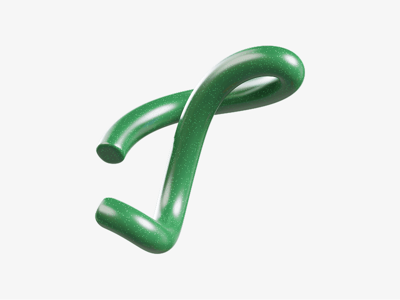 Dark green abstract 3D tube with bent smooth shape