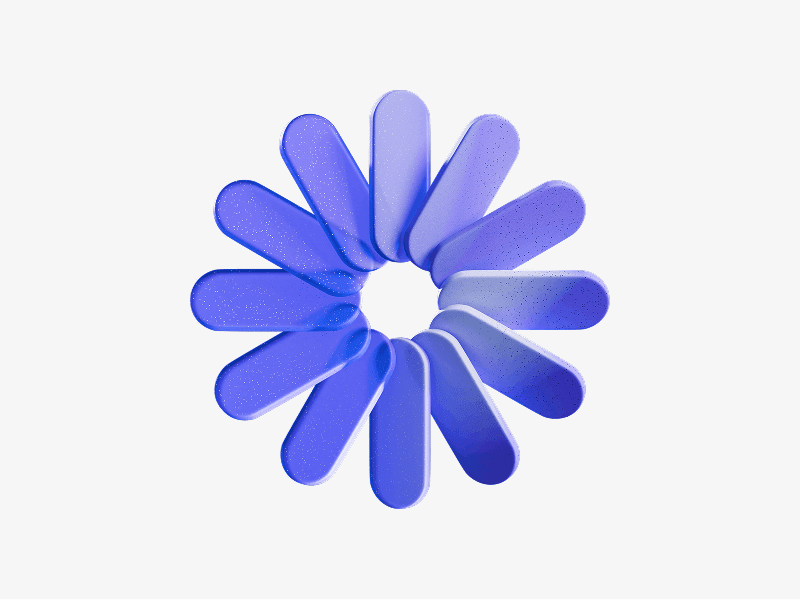 Blue abstract 3D loop with radial petal-like elements