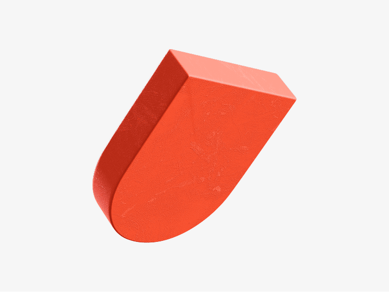 Red abstract 3D block with soft rounded edges