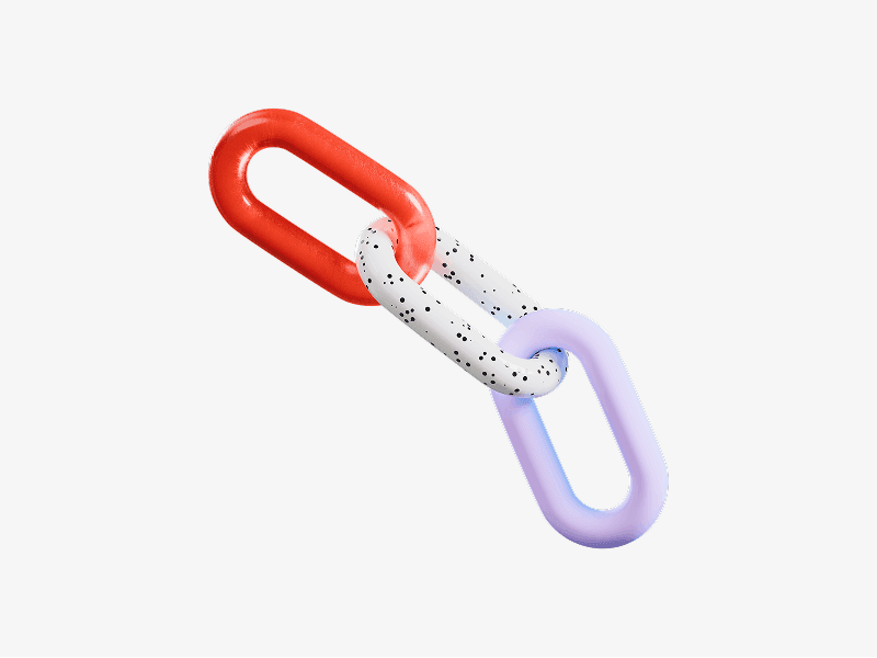 Abstract 3D chain made of connected capsule shapes in red and white
