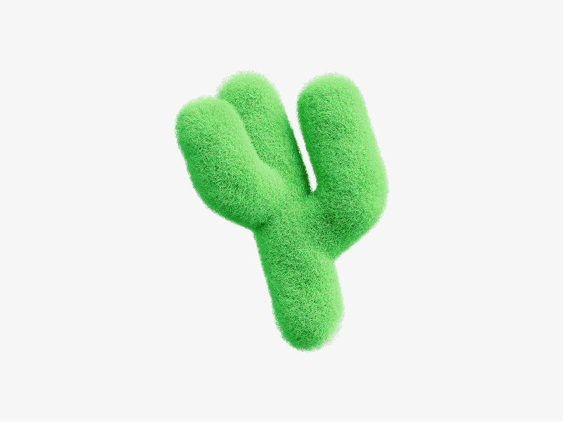 Green fuzzy branch-like abstract shape