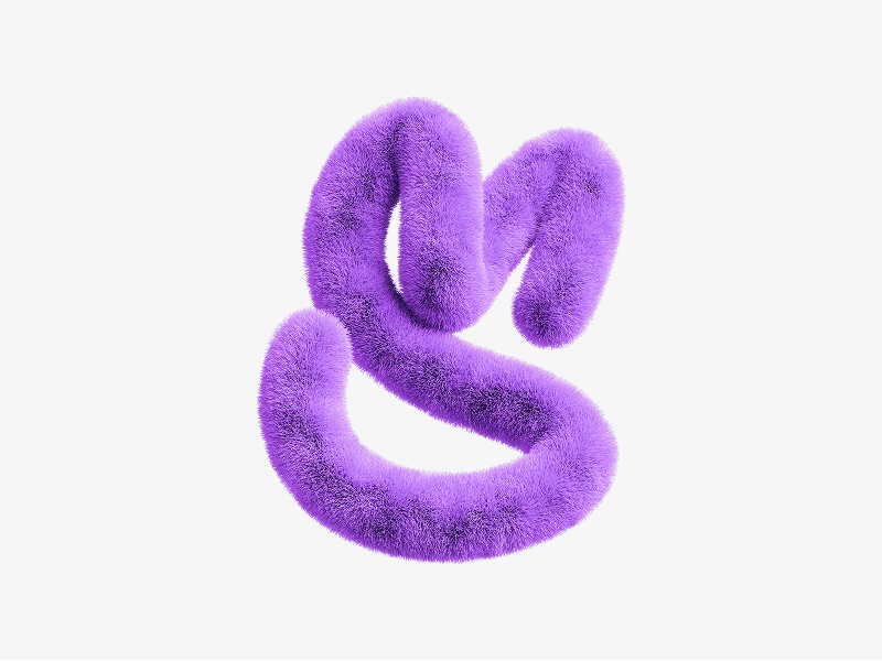 Purple fuzzy curved abstract shape