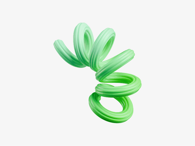 Green twisted ribbon abstract with smooth curves