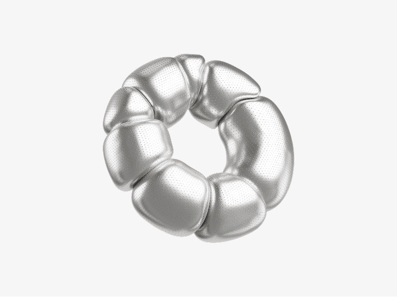Silver ring made of connected bubble segments