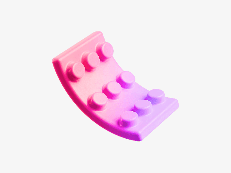 Curved abstract block with pink and purple color gradient