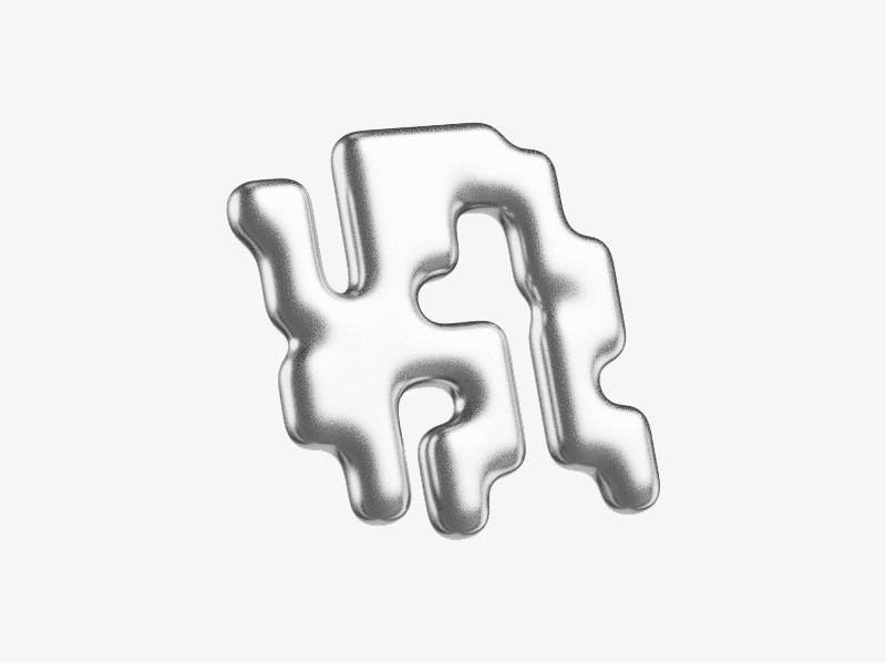 Flowing metallic abstract loop with smooth reflective surface